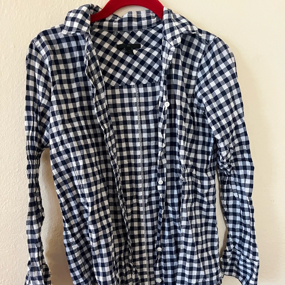 Navy and White Checkered Casual Shirt